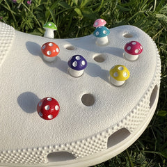 16pcs Tiny Rainbow Mushroom Shoe Charms For Crocs Sandals DIY Shoes Accessories