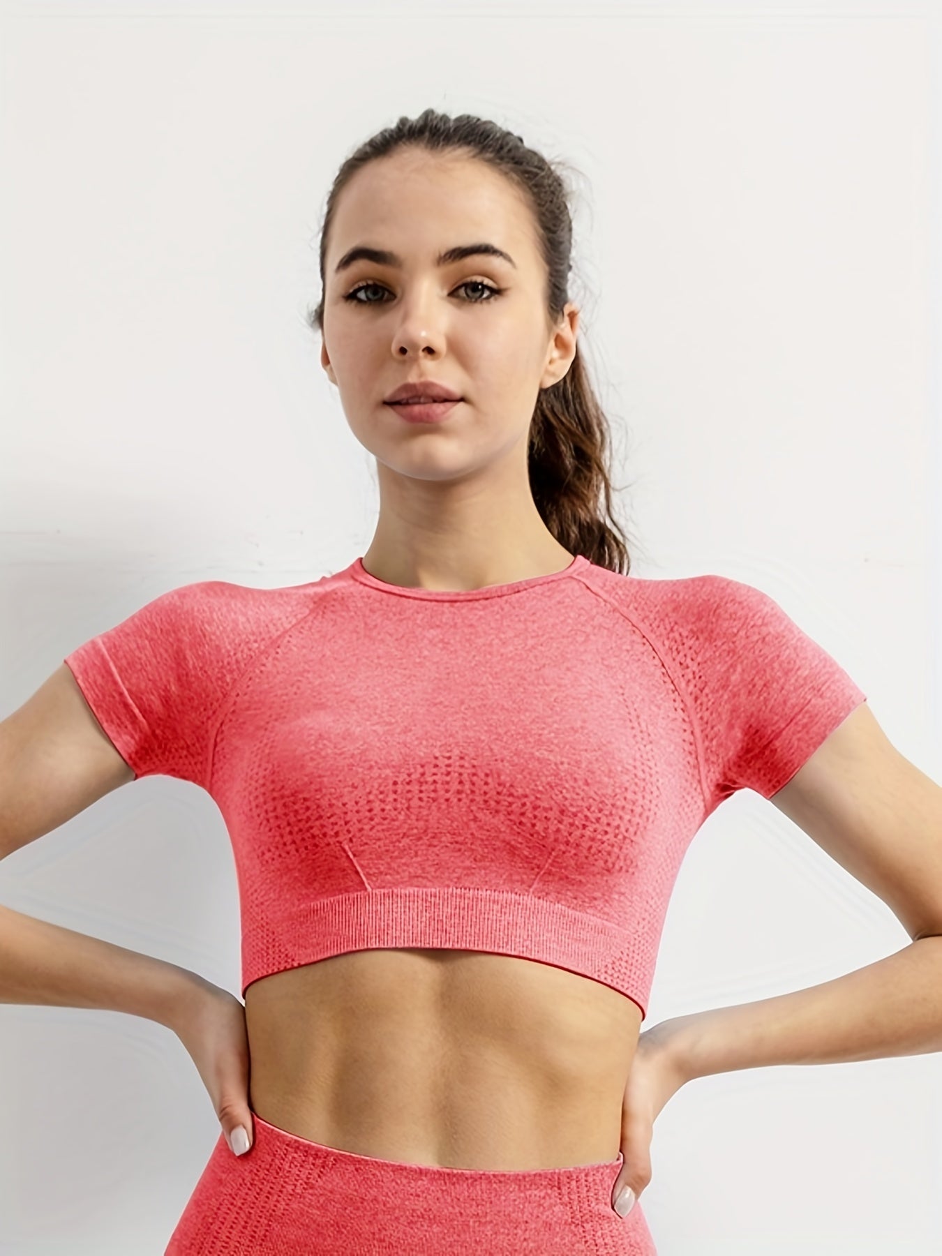Seamless Yoga T Shirt Crop Top Short Sleeve Gym Workout Athletic Tee