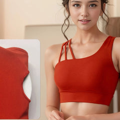 Asymmetrical Neck Sporty Top High Stretch Crop Top