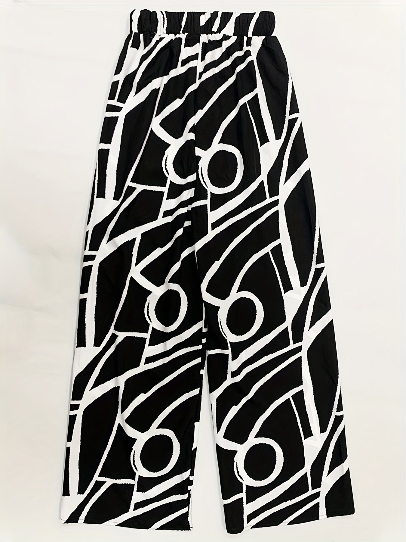 Geo Print Palazzo Pants High Waist Summer Women's Casual Pants