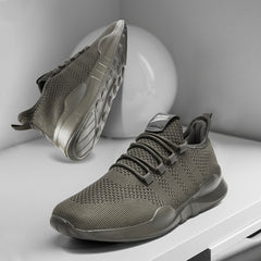 Men's Breathable Knit Lace Up Casual Shoes Non-slip Running Sneakers