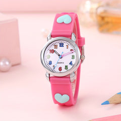 Colorful 12 Numbers Children's Cartoon Student Heart Band Wrist Watch