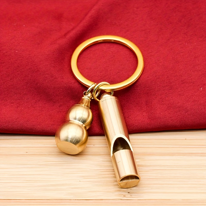Brass Whistle Gourd Keychain Outdoor Survival Pendant