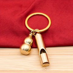 Brass Whistle Gourd Keychain Outdoor Survival Pendant
