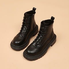 Women's Platform Combat Boots Thick Sole Lace Up Zipper Fashionable Footwear