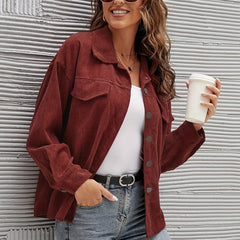 Solid Button Front Jacket Casual Long Sleeve Versatile Outerwear