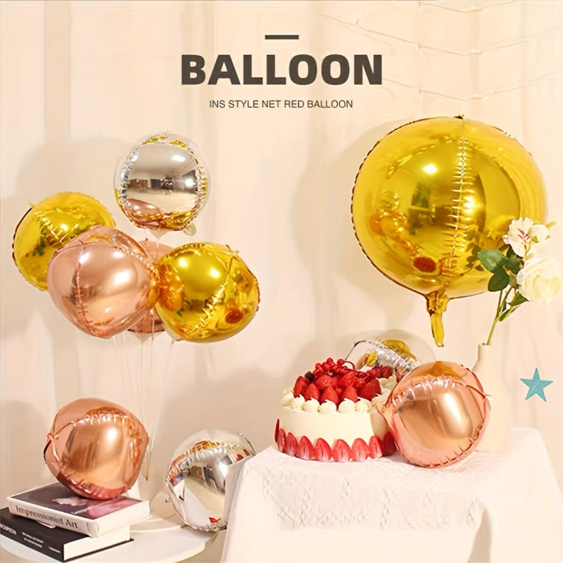 4D Round Aluminum Film Balloon 81 28 Cm Party Decorations Golden Silvery Rose