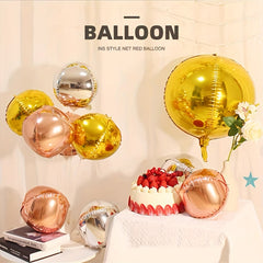 4D Round Aluminum Film Balloon 81 28 Cm Party Decorations Golden Silvery Rose