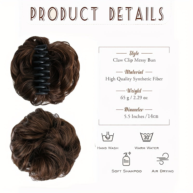 Messy Hair Bun Hair Piece Tousled Updo Hairpiece For Women Wavy Curly