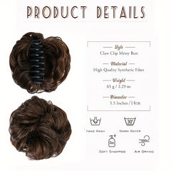 Messy Hair Bun Hair Piece Tousled Updo Hairpiece For Women Wavy Curly