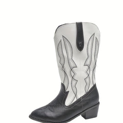 Women's Retro Western Boots Pointed Toe Chunky Heel Cowgirl Boots