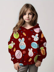 Easter Bunny Graphic Hoodie Girls Comfy Pullover
