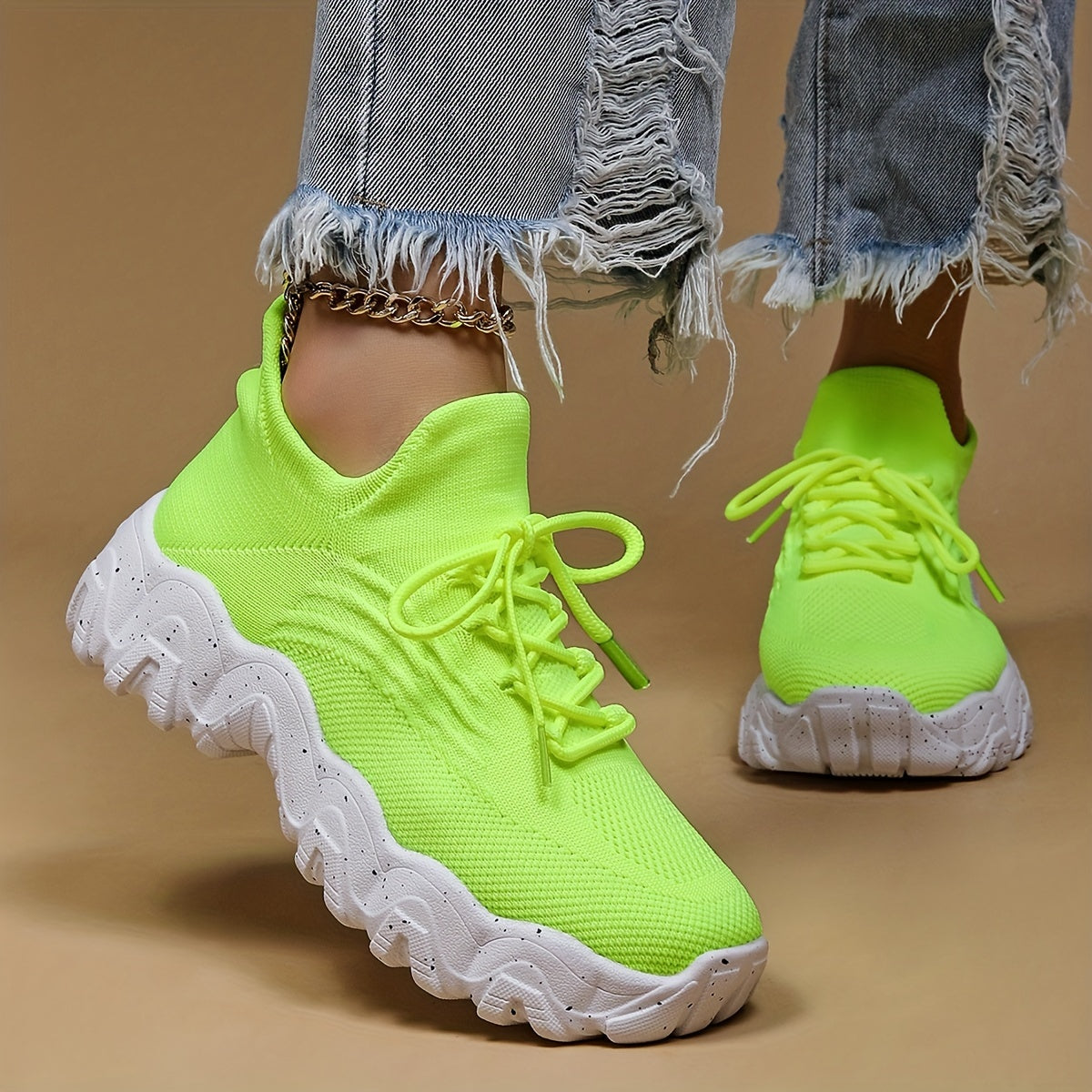 Women's Mesh Running Shoes Breathable Sneakers Lace Up Comfortable Sports