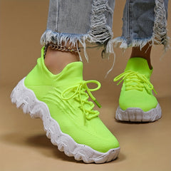 Women's Mesh Running Shoes Breathable Sneakers Lace Up Comfortable Sports