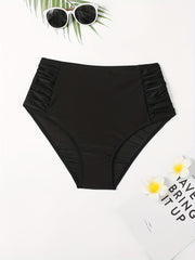High Waist Bikini Bottom Ruched Beachwear Bottom Women's Swimwear