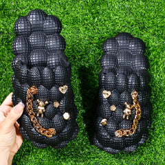 Women's Bubble Slippers With Golden Chain Soft Comfortable Outdoor Slippers