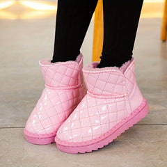 Girl's Solid Snow Boots Warm Fleece Cozy Non slip Ankle Boots