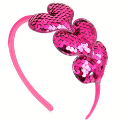 Pink Sequins Heart Headband Glitter Hair Hoop Girls Hair Accessories
