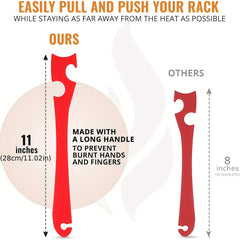 Oven Rack Sliding Tool Red Thanksgiving Special Kitchen Long Handle
