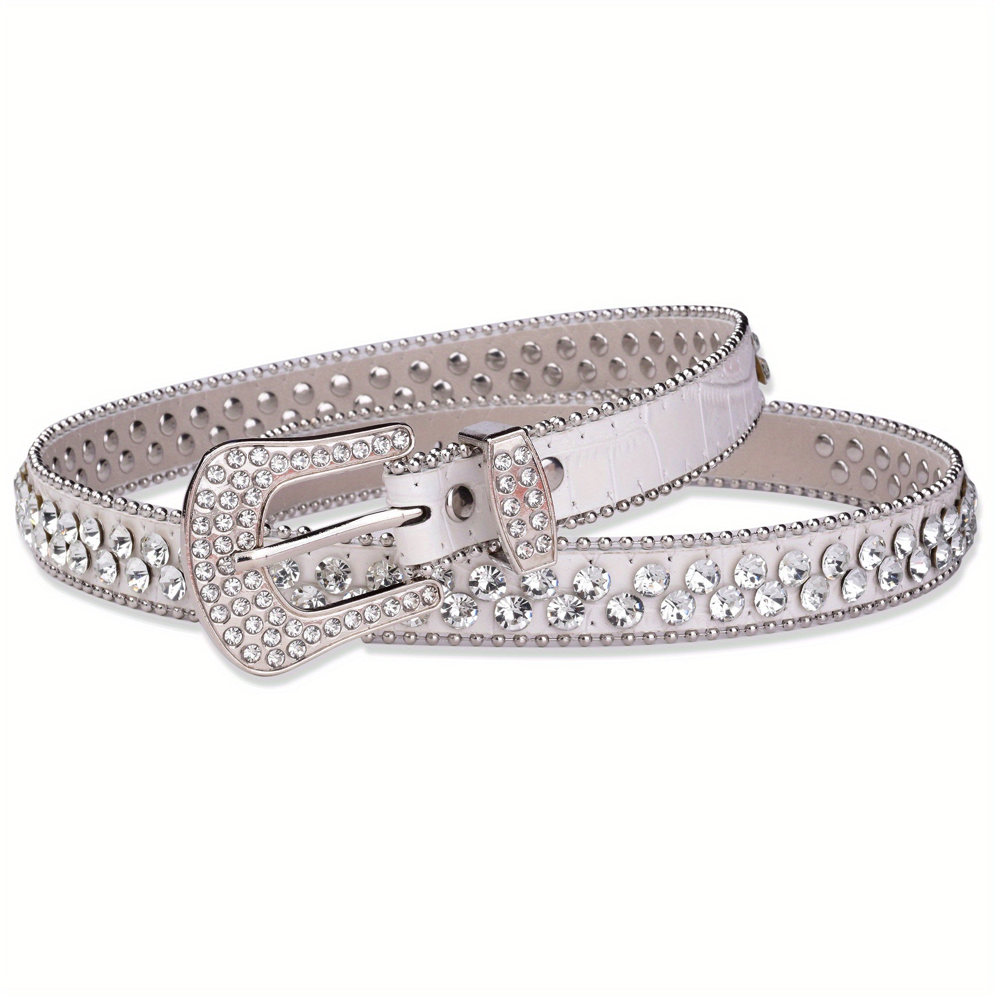 Y2K Rhinestone PU Belt Hip Hop Jeans Pin Buckle Western Cowboy Cowgirl Belts