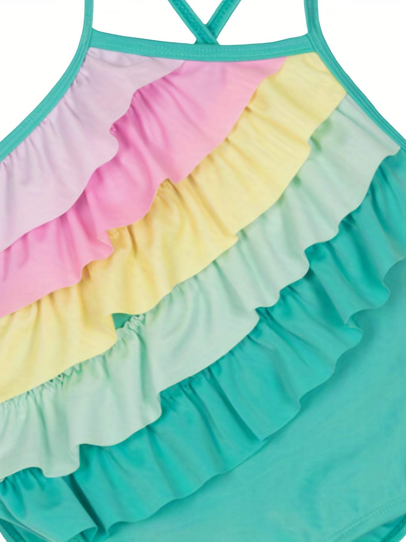 Girl's Rainbow Onesie Swimsuit Ruffle Tankini Bathing Suit