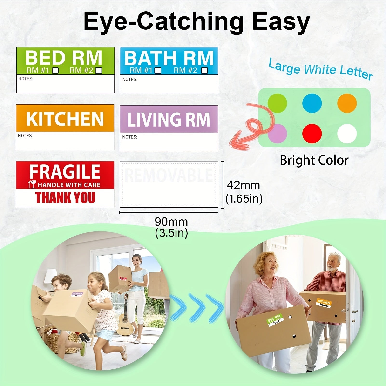 120pcs Home Moving Labels 4 Coded Packing Labels Fragile Stickers