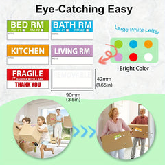 120pcs Home Moving Labels 4 Coded Packing Labels Fragile Stickers