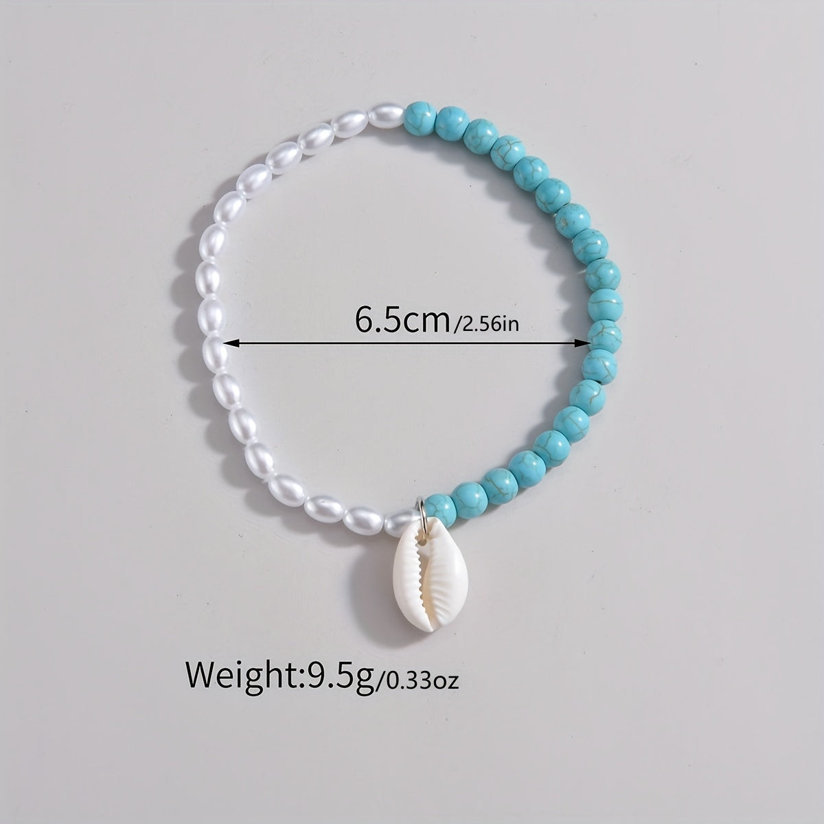 Shell Shape Pendant Beaded Anklet With Faux Pearls Beads