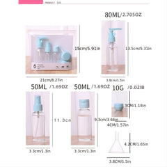 6Pcs Travel Bottles Set Mini Empty Plastic Pump Spray Squeeze Bottles