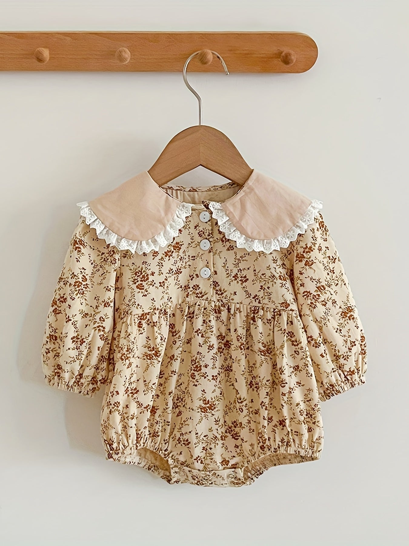 Puffy Sleeve Button Baby Girls Rompers Newborn Bodysuit