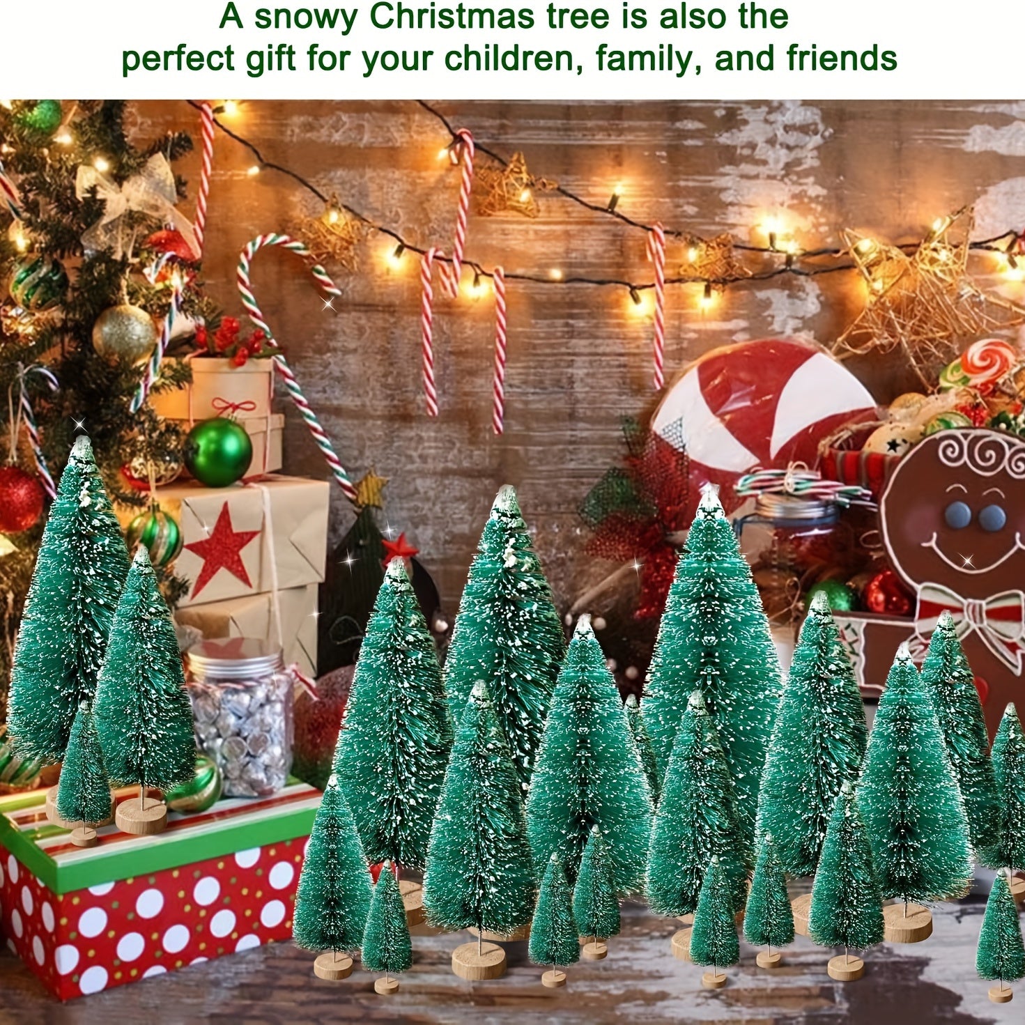 5pcs Mini Xmas Trees Artificial in 5 Sizes with Base