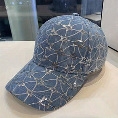Denim Sequins Sunshade Baseball Cap