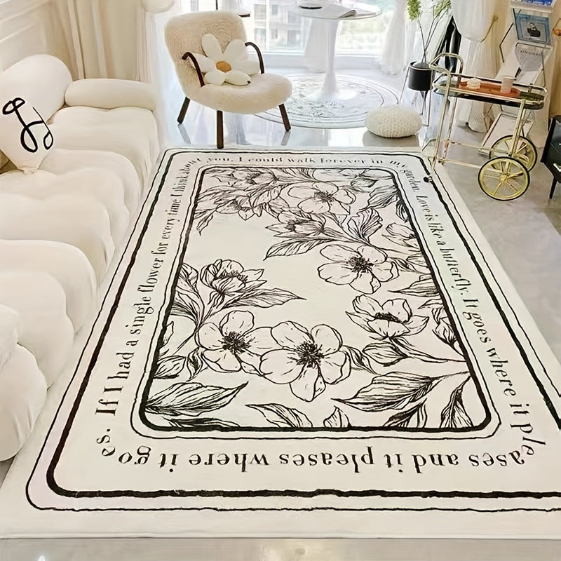 Soft Plush Floral Area Rug for Living Room Bedroom Bedside