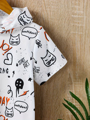 Graffiti Pattern Hooded T shirt Boys Girls Summer Clothes