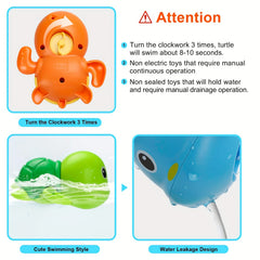 3pcs Swimming Turtles Bath Toys for Toddlers 1-4 Years Green Pink Non Toxic