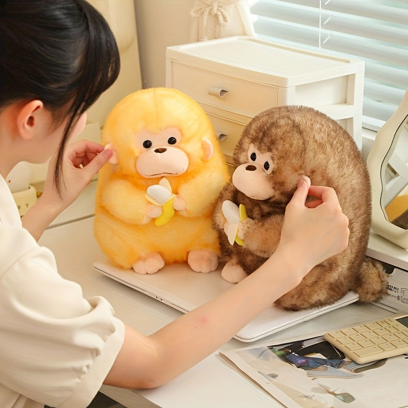 Soft Plush Monkey Toy with Banana Stuffed Animal