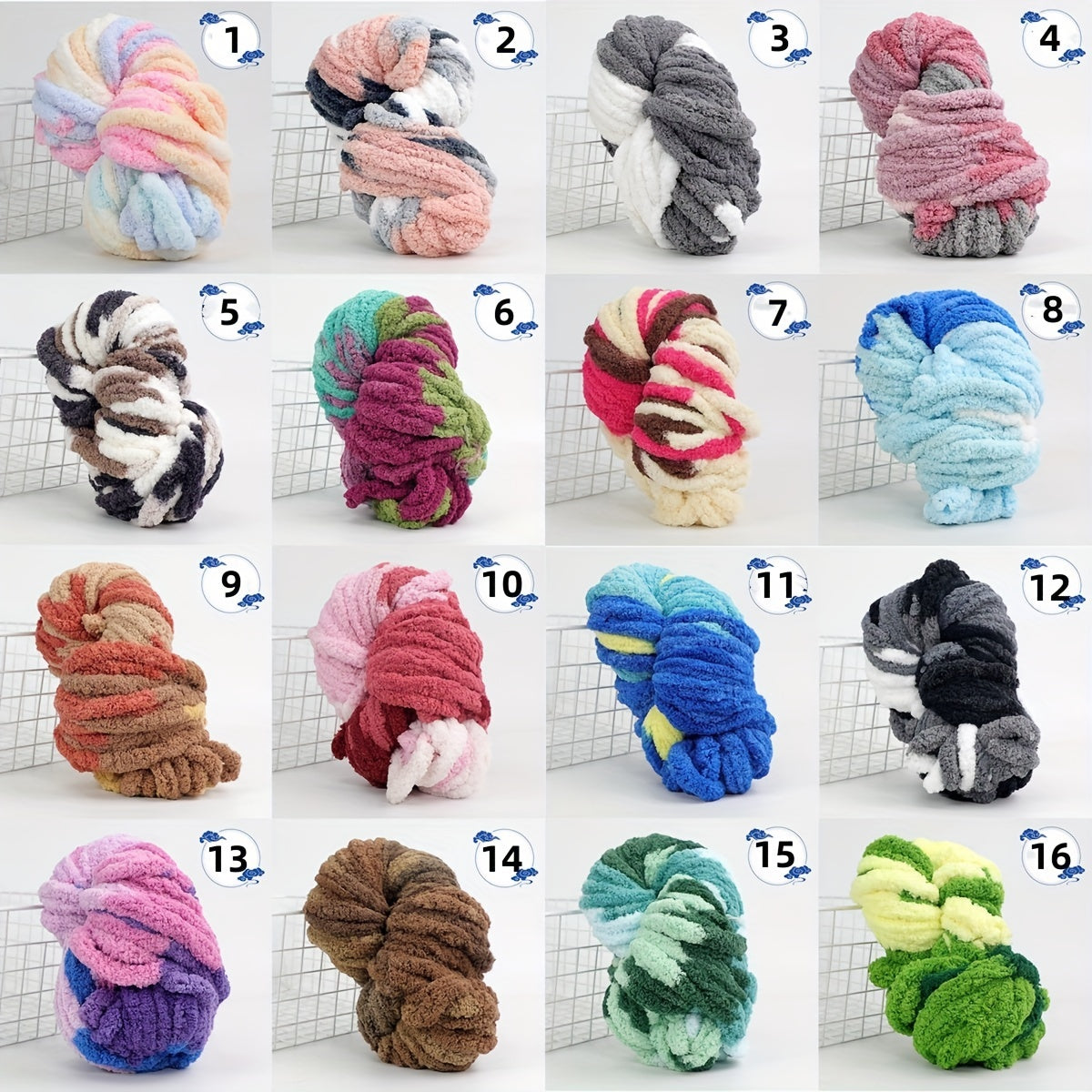 Mixed Chunky Chenille Yarn Soft Coarse Polyester Yarn for Home Decor