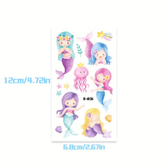 10pcs Mermaid Glitter Waterproof Tattoo Sticker for Kids