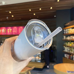 20oz Fitness Stainless Steel Vacuum Cup with Straw for Outdoor Sports