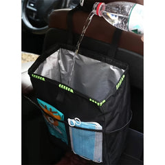Car Trash Bag With Mesh Pockets Waterproof Storage Bag