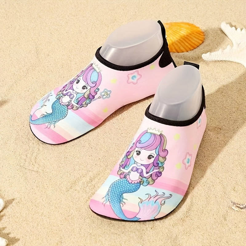 Cartoon Mermaid Water Shoes for Girls, Quick Dry Lightweight