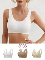 3pcs Seamless Wireless Bras Soft Stretch Women's Lingerie