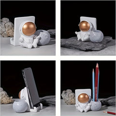 Astronaut Pen Holder with Phone Stand Desk Storage Rack