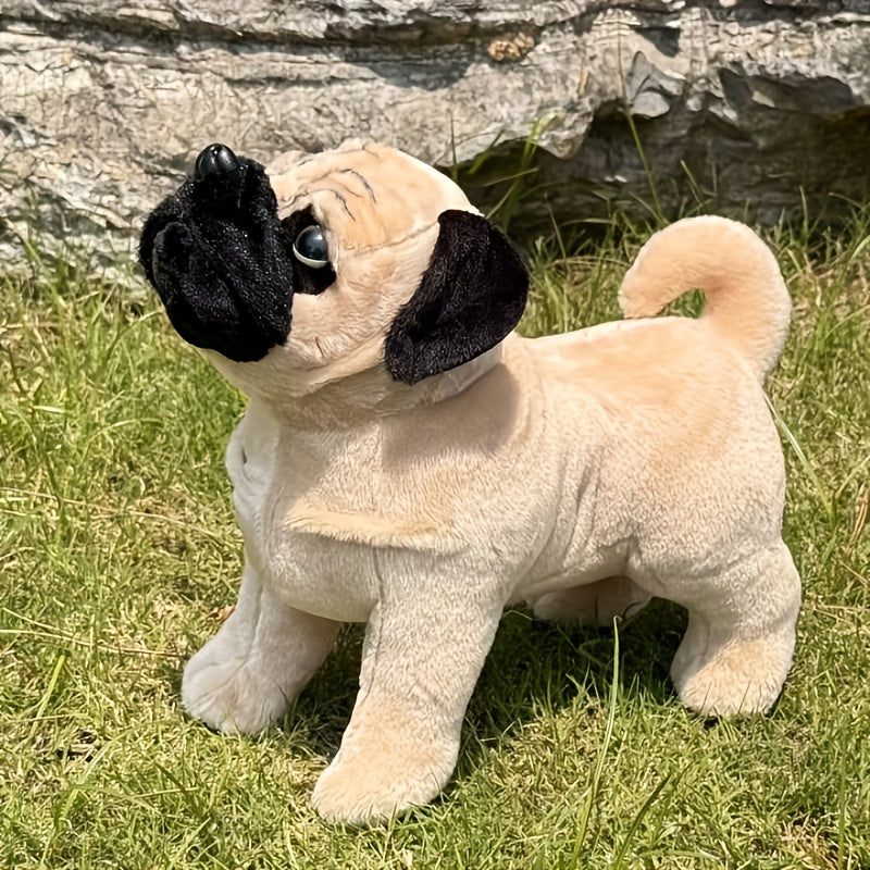 Light Brown Pug Stuffed Animal Plush Dog Toy with Expressive Eyes