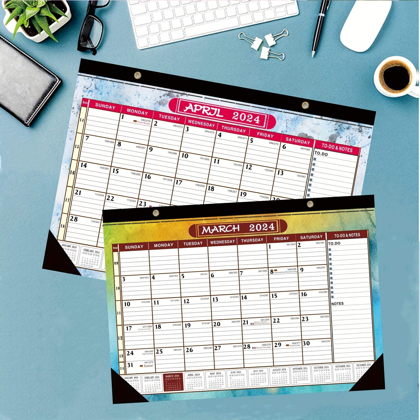 2023 Desktop and Wall Calendar Set, July-Dec, Matte Cover, Writing Paper