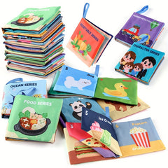 Set of 8 Cloth Books for Babies: Wild Animals, Ocean Animals, Fruits, Transporta