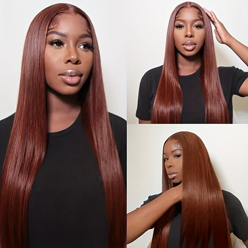 Reddish Brown Human Hair Wigs 13x4 Lace Front Wigs Colored 33 Preplucked