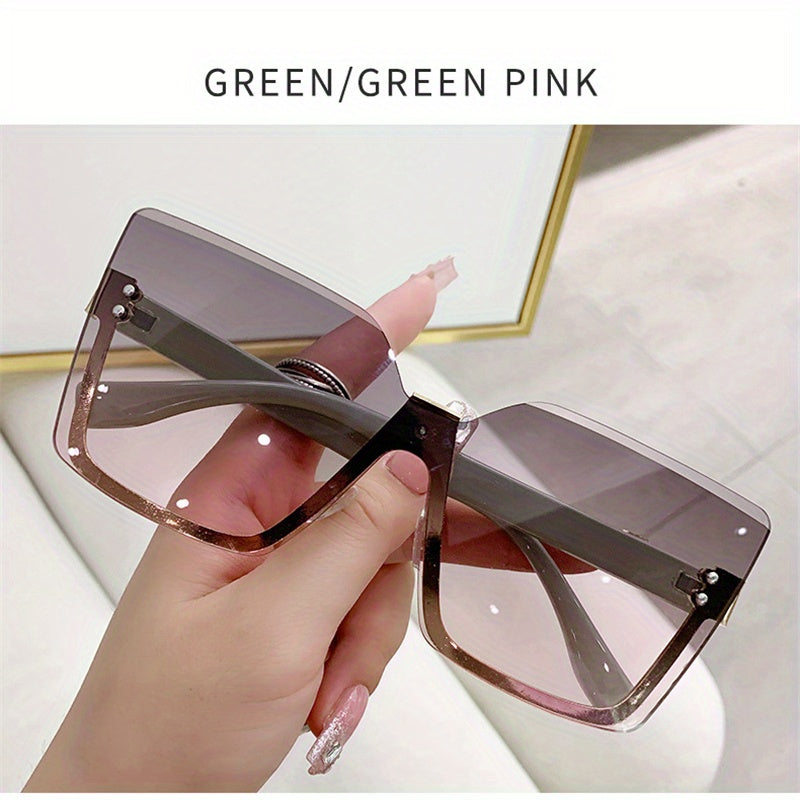Square Rimless Sunglasses UV400 Sun Shades for Vacation