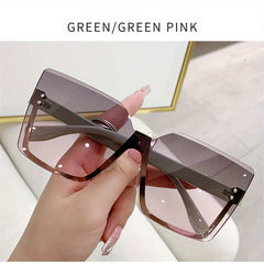 Square Rimless Sunglasses UV400 Sun Shades for Vacation