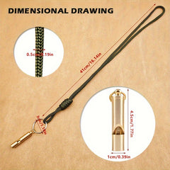 Brass Whistle Key Ring Army Green Rope Emergency Survival Whistle